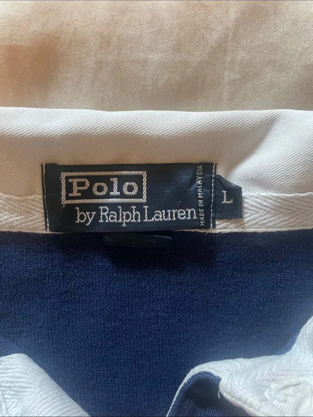 Polo by Ralph Lauren Navy & White Wide-Stripe Rugby Polo